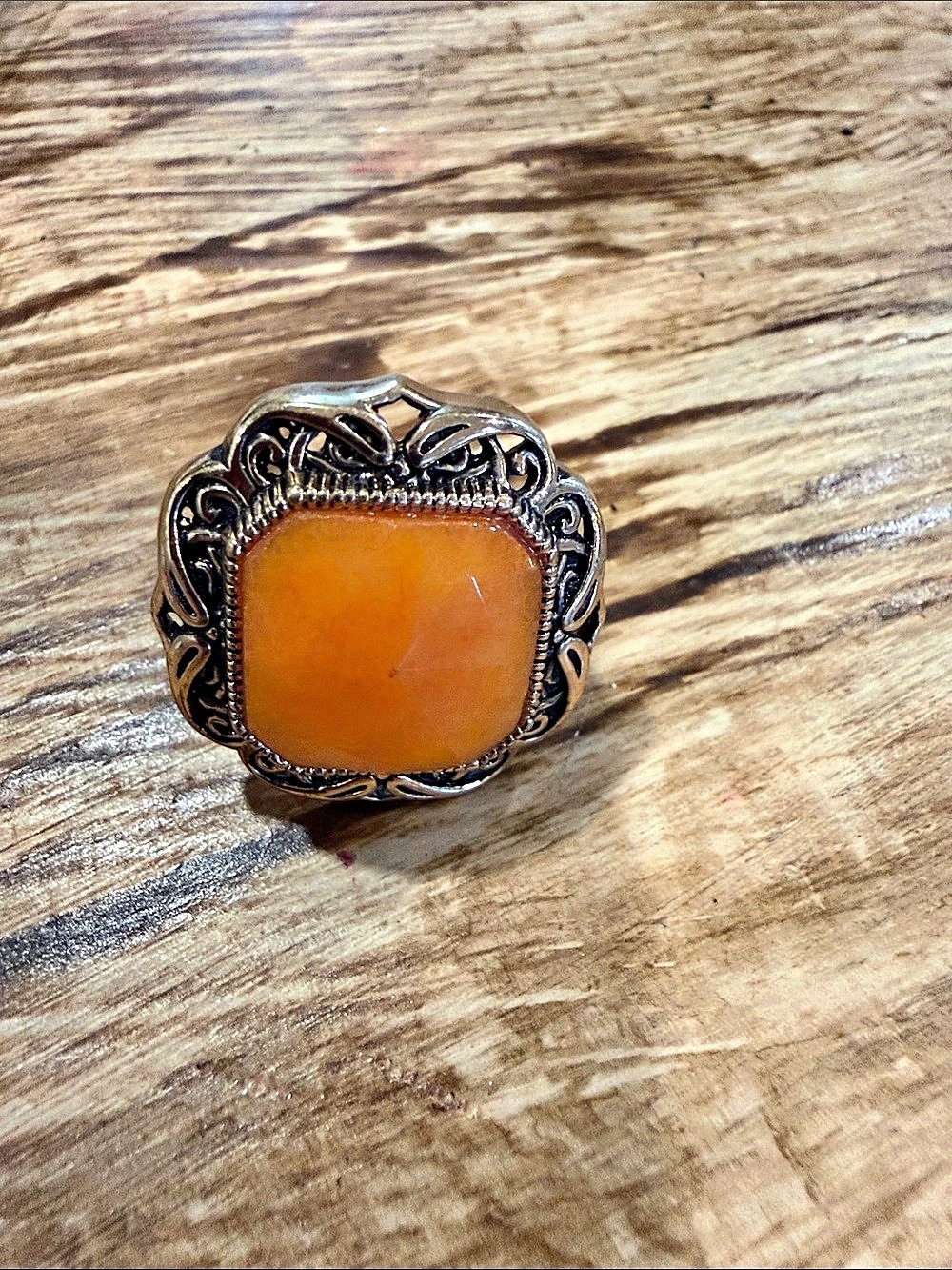 Barse thialand Orange Stone Ring small size 6